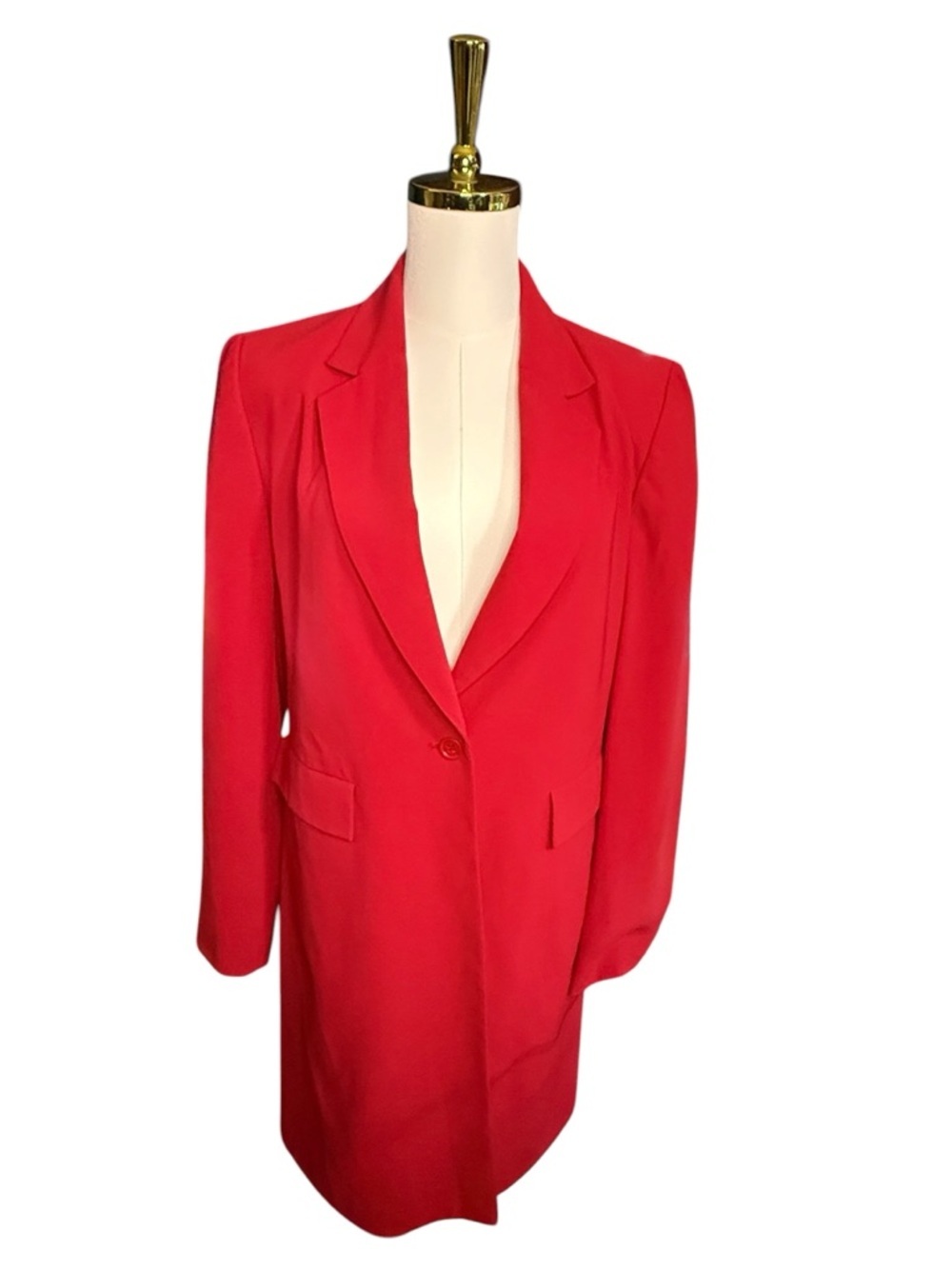 Vintage George Bull Red Womens Tailored Blazer Classic Single-Button Jacket Sz 8